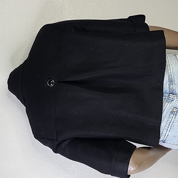 Jacket Size 6P Black Linen Rayon 3/4 Sleeve Classic Preppy Style Office Career - Picture 5 of 7